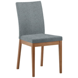 STOEL, hout, eiken, blauwgrijs textiel