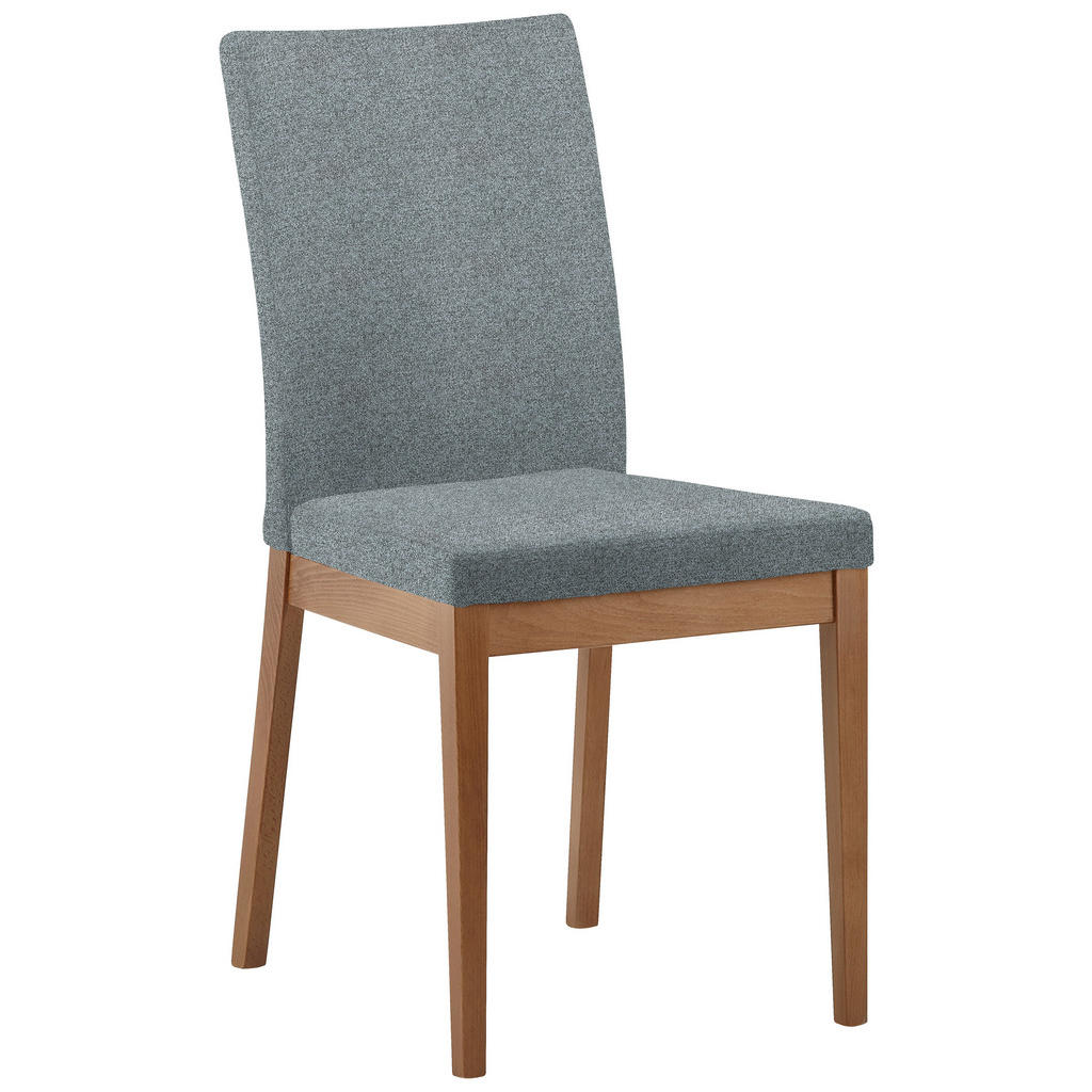 STOEL, hout, eiken, blauwgrijs textiel