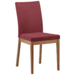STOEL, hout, rood textiel, eikenkleur thumbnail 1