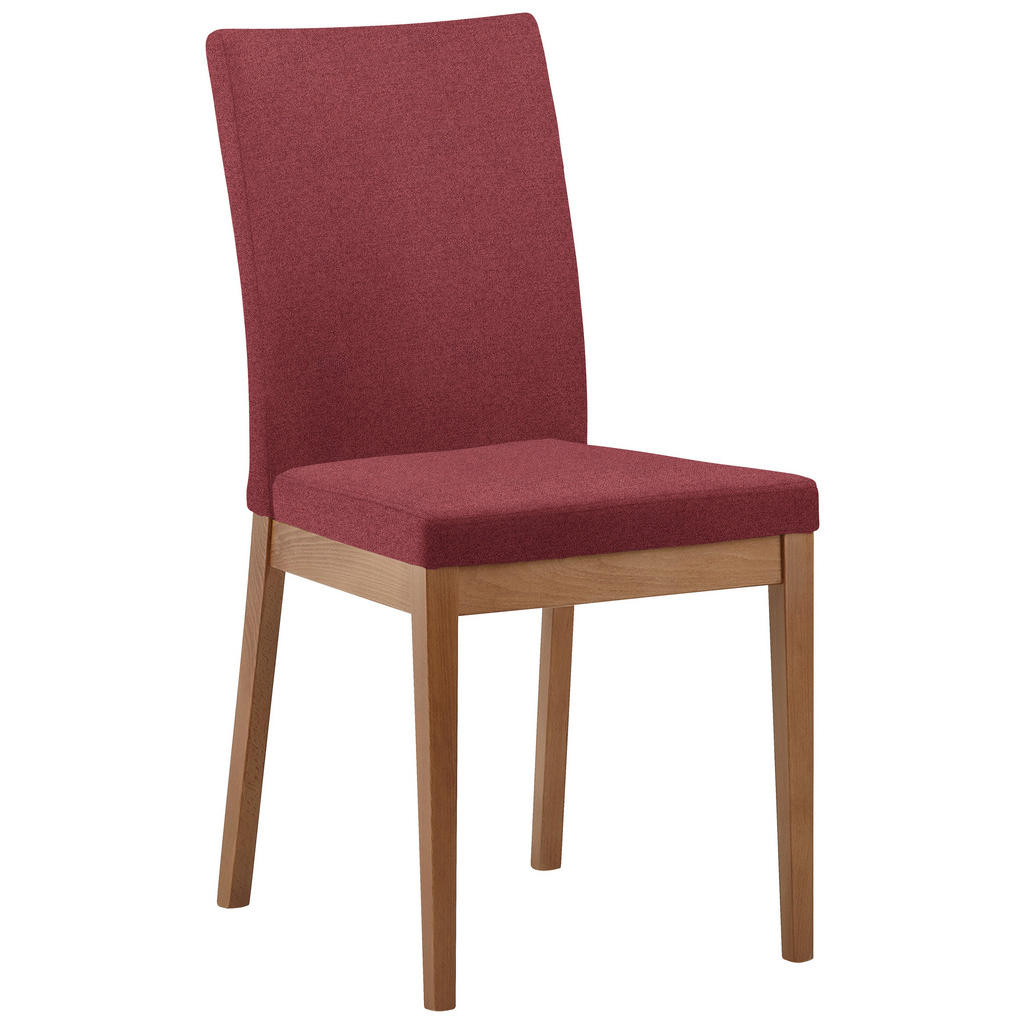STOEL, hout, rood textiel, eikenkleur