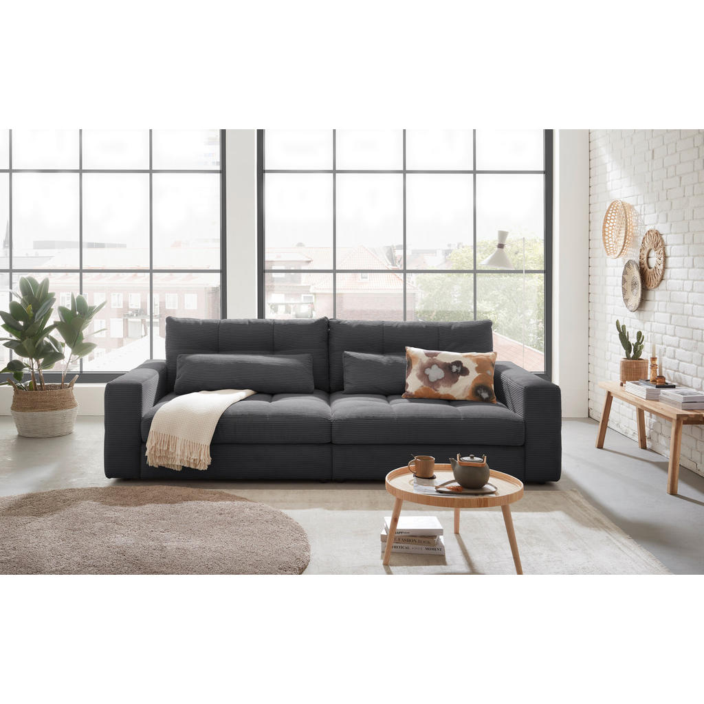 GROTE BANK, antraciet textiel
