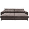GROTE BANK, mokkabruin textiel, houten materiaal
