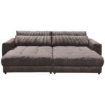 GROTE BANK, mokkabruin textiel, houten materiaal thumbnail 1