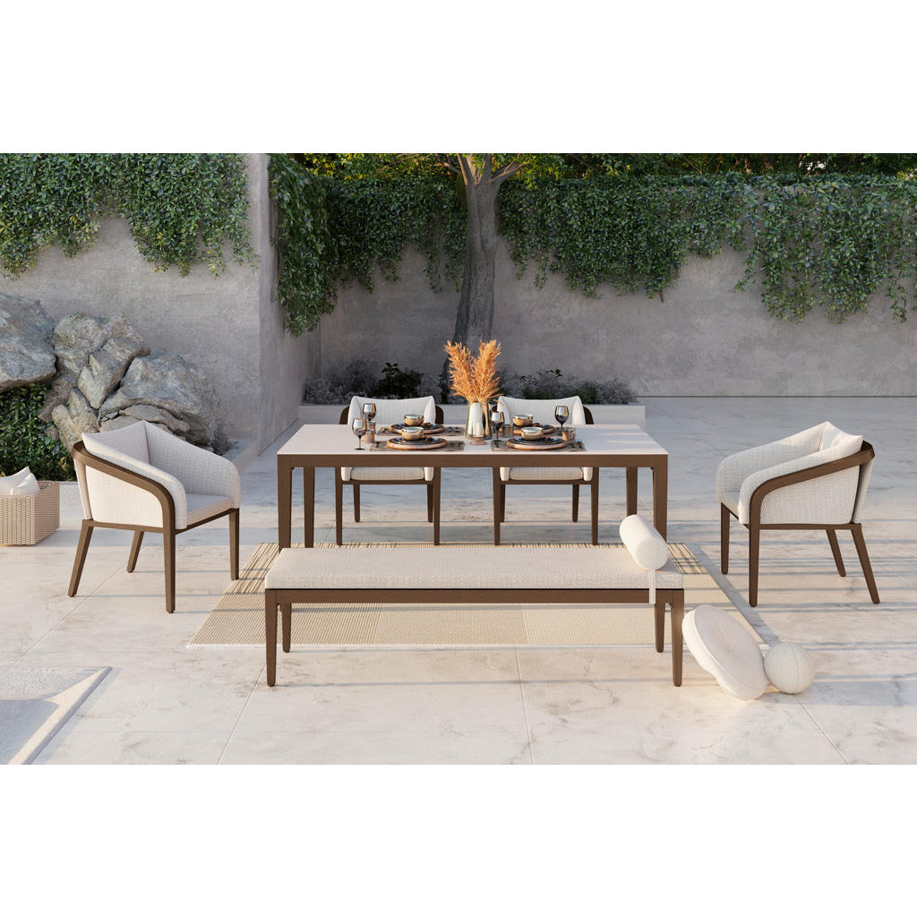 TUINSET aluminium wit, teak kleur wit, teak kleur