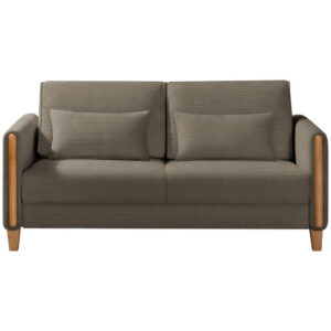 BANK MET BEDFUNCTIE, bruin, beukenhout, textiel