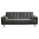 BANK MET BEDFUNCTIE, grijs textiel, houten materiaal thumbnail 1