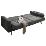 BANK MET BEDFUNCTIE, grijs textiel, houten materiaal thumbnail 4
