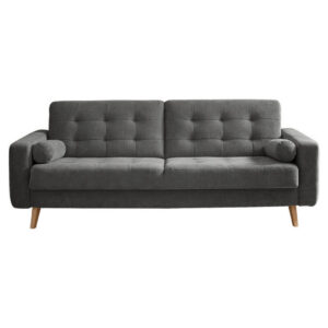 BANK MET BEDFUNCTIE, grijs textiel, houten materiaal