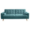 BANK MET BEDFUNCTIE, groen textiel, houten materiaal