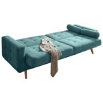 BANK MET BEDFUNCTIE, groen textiel, houten materiaal thumbnail 4