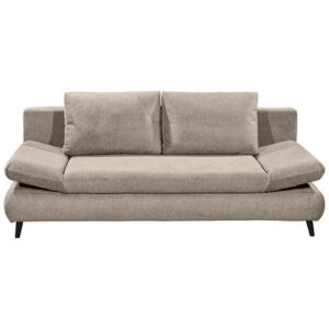 SOFA WITH BED FUNCTION, white textile, wooden material