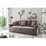 BANK MET BEDFUNCTIE, bruin textiel thumbnail 2