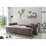 BANK MET BEDFUNCTIE, bruin textiel thumbnail 6