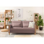 BANK MET BEDFUNCTIE, beukenkleur, antiekroze hout, textiel thumbnail 2