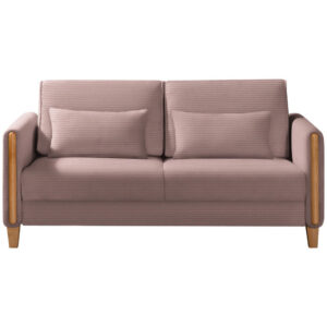 BANK MET BEDFUNCTIE, beukenkleur, antiekroze hout, textiel