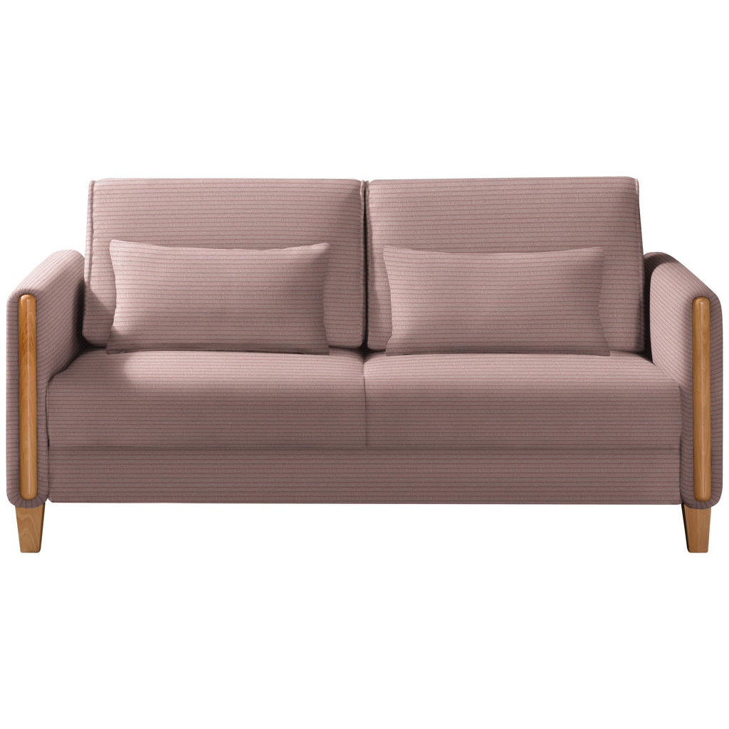 BANK MET BEDFUNCTIE, beukenkleur, antiekroze hout, textiel