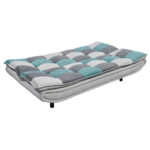 BANK MET BEDFUNCTIE, zilveren kleuren, turquoise, donkergrijs textiel, houten materiaal thumbnail 2