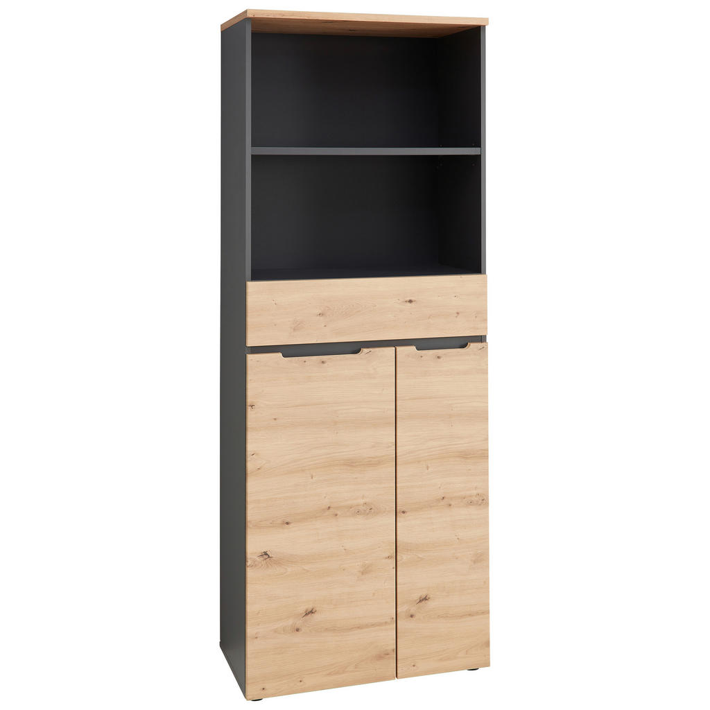 ARCHIEFKAST grafietkleur, ambachtelijk eikenhout