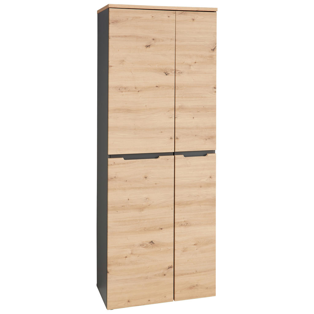 ARCHIEFKAST grafietkleur, ambachtelijk eikenhout