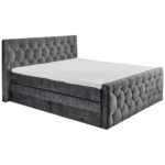 BOXSPRINGBED 180 cm x 200 cm, textiel, houtmateriaal antraciet thumbnail 2