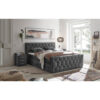 BOXSPRINGBED 180 cm x 200 cm, textiel, houtmateriaal antraciet