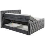 BOXSPRINGBED 180 cm x 200 cm, textiel, houtmateriaal antraciet thumbnail 4