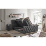 BOXSPRINGBED 180 cm x 200 cm, textiel, houtmateriaal antraciet thumbnail 6