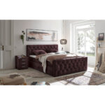 BOXSPRINGBED 180 cm x 200 cm, textiel, houtmateriaal, eikleur thumbnail 1