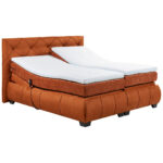 BOXSPRINGBED 180 cm x 200 cm, textiel, cognackleurig houtmateriaal thumbnail 2