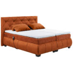 BOXSPRINGBED 180 cm x 200 cm, textiel, cognackleurig houtmateriaal thumbnail 4