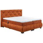 BOXSPRINGBED 180 cm x 200 cm, textiel, cognackleurig houtmateriaal thumbnail 5