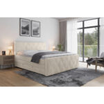 BOXSPRINGBED 180 cm x 200 cm, metaal, kunststof, textiel, karton, houtmateriaal wit thumbnail 3