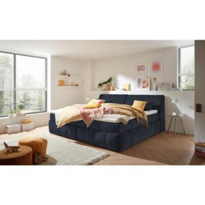 BOXSPRINGBED 200 cm x 240 cm, textiel, houtmateriaal zwart
