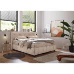BOXSPRINGBED 180 cm x 200 cm, textiel, houtmateriaal bruin thumbnail 1