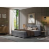 BOXSPRINGBED 200 cm x 200 cm, hout, textiel, lichtgrijs karton