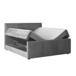 BOXSPRING POSTELJA 180 cm x 200 cm, leseni materiaal svetlo siva thumbnail 4