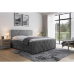 BOXSPRINGBED 180 cm x 200 cm, metaal, kunststof, textiel, karton, houtmateriaal lichtgrijs thumbnail 3