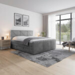 BOXSPRING POSTELJA 180 cm x 200 cm, leseni materiaal svetlo siva thumbnail 1