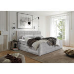 BOXSPRINGBED 183 cm x 200 cm, textiel, materiaal hout lichtgrijs thumbnail 1