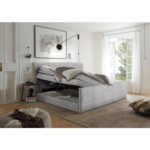 BOXSPRINGBED 183 cm x 200 cm, textiel, materiaal hout lichtgrijs thumbnail 4