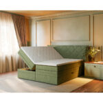 BOXSPRINGBED 180 cm x 200 cm, textiel groen thumbnail 6