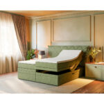 BOXSPRINGBED 180 cm x 200 cm, textiel groen thumbnail 7