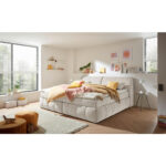 BOXSPRINGBED 200 cm x 240 cm, textiel, houtmateriaal, crèmekleur thumbnail 1