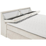BOXSPRINGBED 200 cm x 240 cm, textiel, houtmateriaal, crèmekleur thumbnail 5
