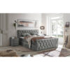 BOXSPRINGBED 180 cm x 200 cm, textiel, materiaal hout grijs