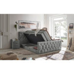 BOXSPRINGBED 180 cm x 200 cm, textiel, materiaal hout grijs thumbnail 5