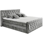 BOXSPRINGBED 180 cm x 200 cm, textiel, materiaal hout grijs thumbnail 6