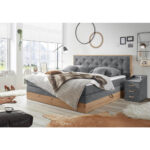 BOXSPRINGBED 180 cm x 200 cm, textiel, houtmateriaal grijs, natuurlijke kleur thumbnail 2