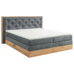 BOXSPRINGBED 180 cm x 200 cm, textiel, houtmateriaal grijs, natuurlijke kleur thumbnail 1