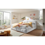 BOXSPRINGBED 200 cm x 240 cm, textiel, zilverkleurig houtmateriaal thumbnail 1